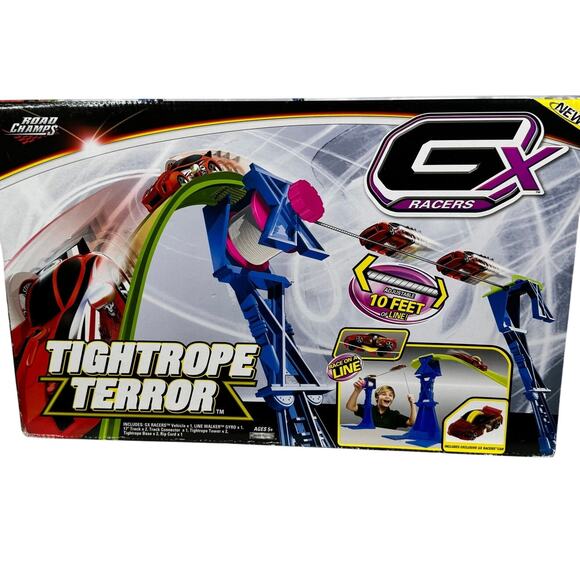 Road Champs Gx Track Tightrope Terror Zipline Race Car Set - Picture 1 of 9